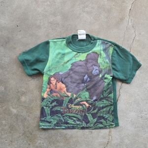 VTG 90s Disney Tarzan T-Shirt Youth Kids Size 8/10 Aop Waffle Knit Top